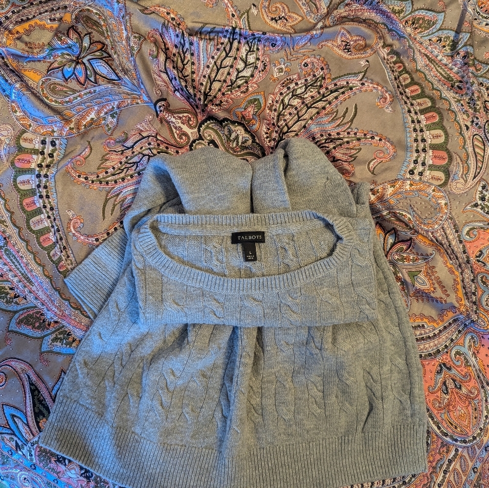 Talbots Gray Cable Knit Sweater - Picture 9 of 10